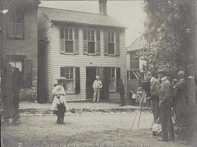 Samuel Clemens (Mark Twain) in Doorway of His Hannibal, Missouri Home by Anna M. Schnitzlein